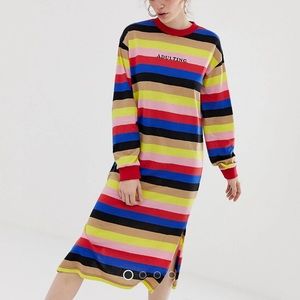 Daisy Street midi t-shirt dress bright stripe